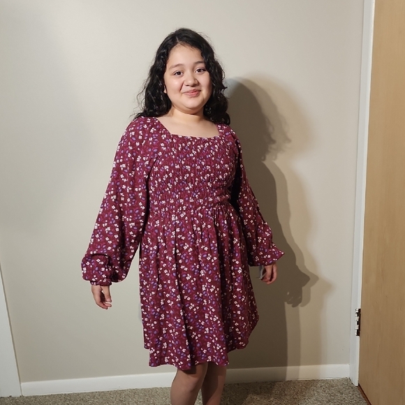 Cat & Jack Red Casual Sundress with Bishop Sleeves - Picture 1 of 8